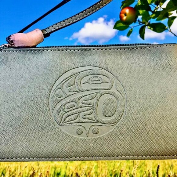 NATIVE ORIGINS Teal VEGAN Leather Wristlet Handbag Made in Canada - Picture 3 of 14